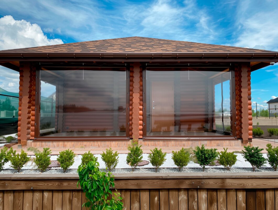 Прозрачные мягкие окна для беседки с натянутой ПВХ-пленкой 700 микрон